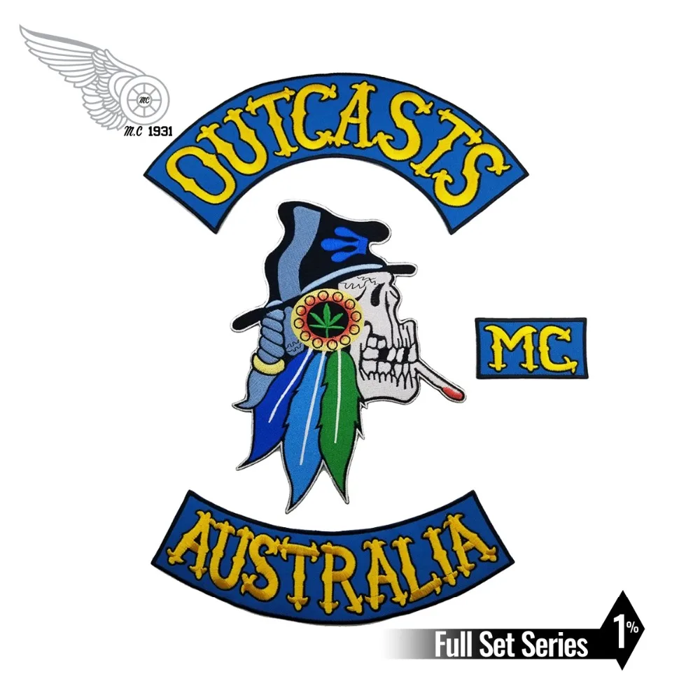 

NEW ARRIVAL MC OUTCASTS MC AUSTRALIA EMBROIDERY PATCH JACKET RIDERS MOTORCYCLE CLUB PATCH