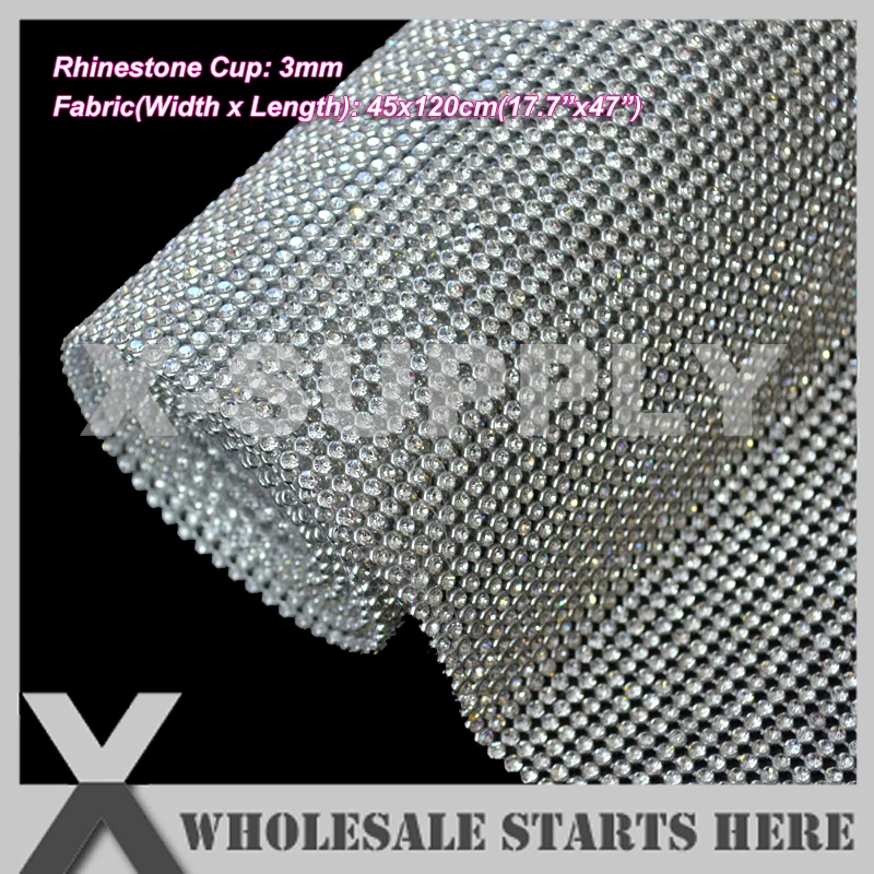 

P2 3mm Iron On Rhinestone Mesh Sheet,Silver Metal Base,With Iron On Glue on the Back,Used for Garment,Cake Banding,Bridal Dress