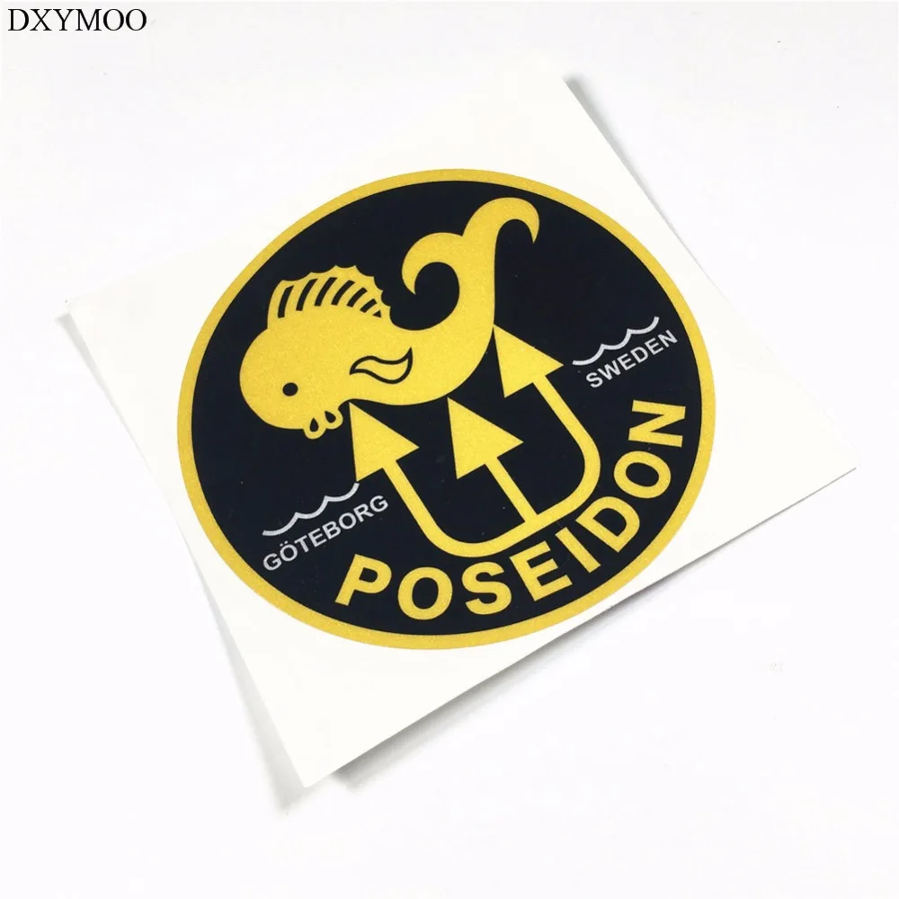 Fish Diving Sticker POSEIDON GOTEBORG SWEDEN Funny Scube Dive Decals Vinyl