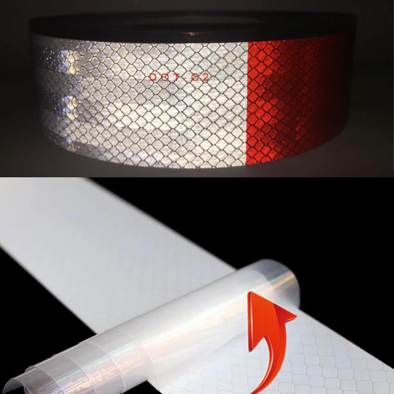 Roadstar 5cm X30m Reflective Tape Stickers Car Styling Self-adhesive Tape PET Engineering Grade Barrier Trailer Tape