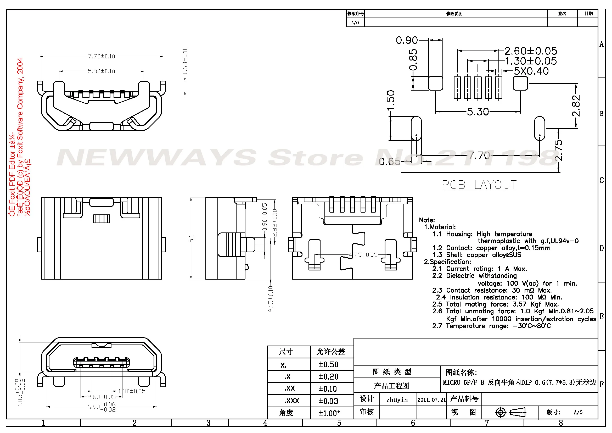 10Pcs Micro Usb Female Socket 5Pin Reverse Horn Micro Usb Female Horn Reverse 7.2 Port Charging Port Mini Usb Connector