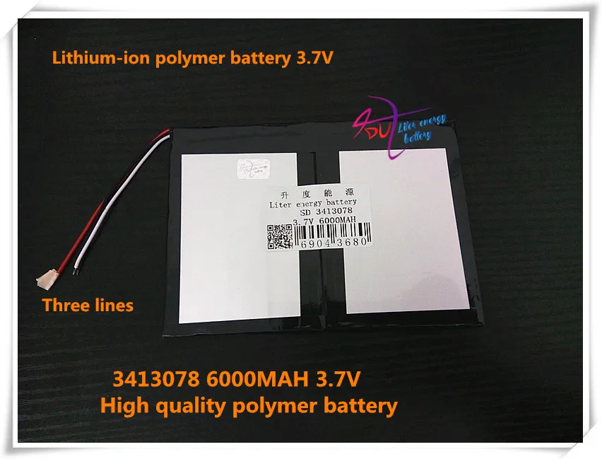 3.7V 6000mAH 3413078 Polymer lithium ion / Li-ion battery for tablet pc cell phone MOBILE POWER BANK MP4 E-BOOK