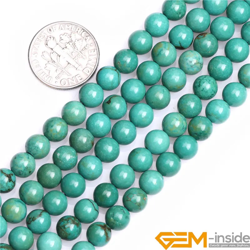 Round Green Old Turquoises Beads For Jewelry Making Strand 15\