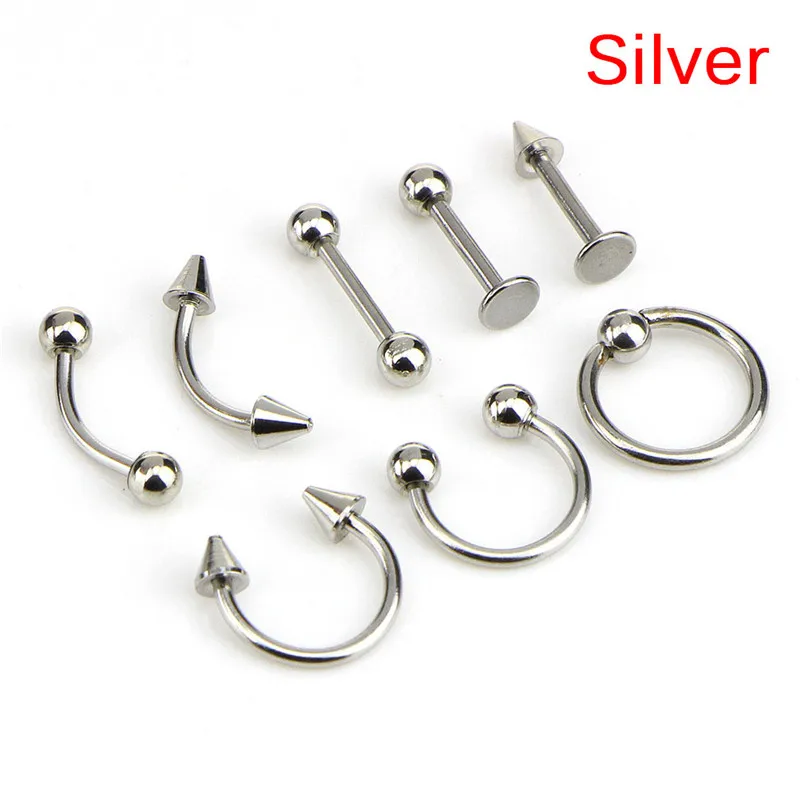 8pcs/lot 16G Titanium Anodized Stainless Steel Body Jewelry Helix Piercing Ear Eyebrow Nose Lip Captive Rings Fast shipping