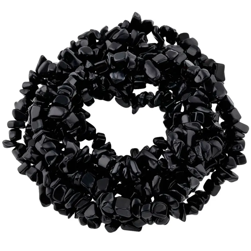 3-5x6-8mm Black Obsidian Beads Natural Freeform Chips Stone Beads For Jewelry Making Beads 32\'\' Needlework DIY Beads Trinket