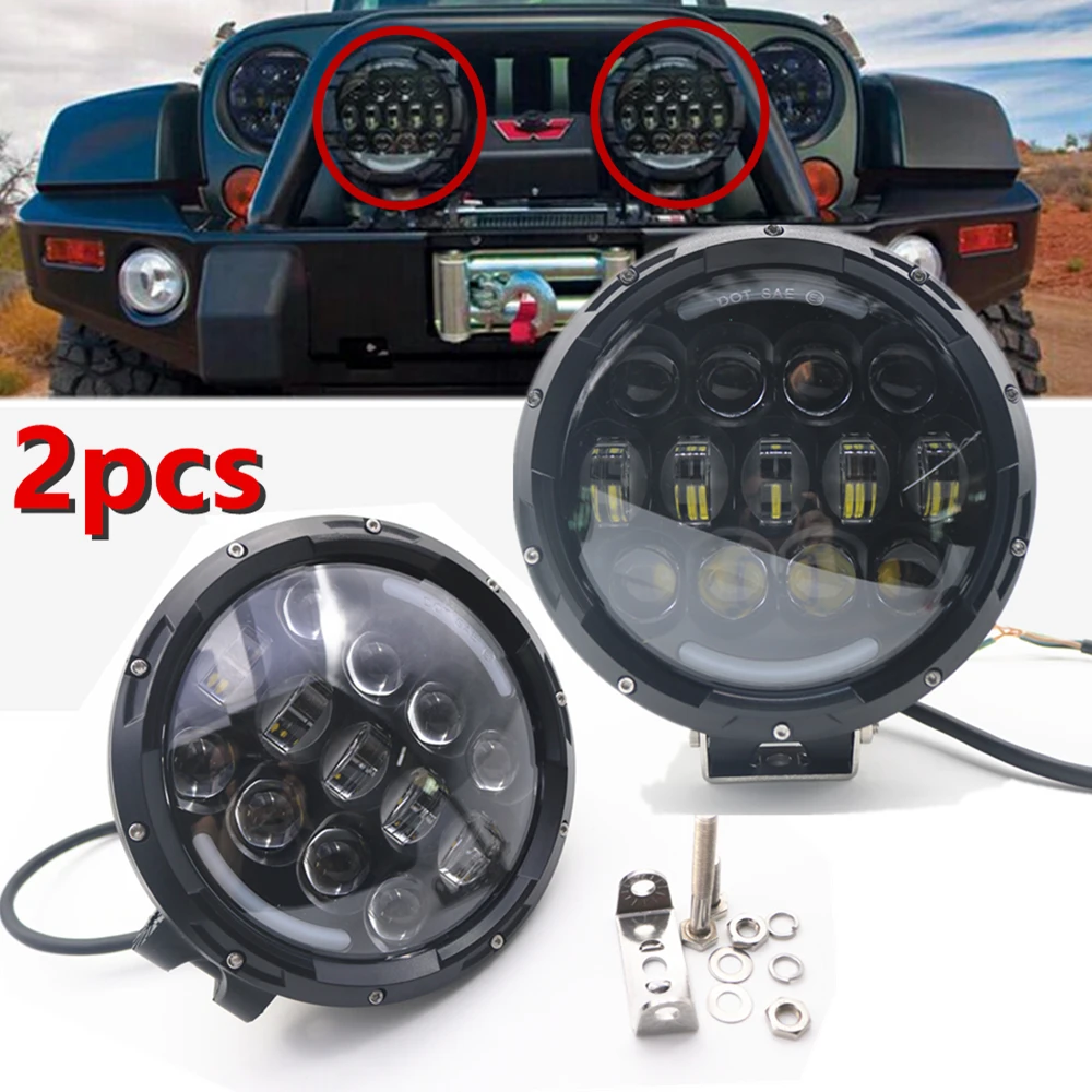 

2pc 7'' 105W LED Work Lights Hi Low Beam DRL Headlight for Jeep Toyota Pickup Camping Trucks Offraod 4x4 12V 24V Car Accessories