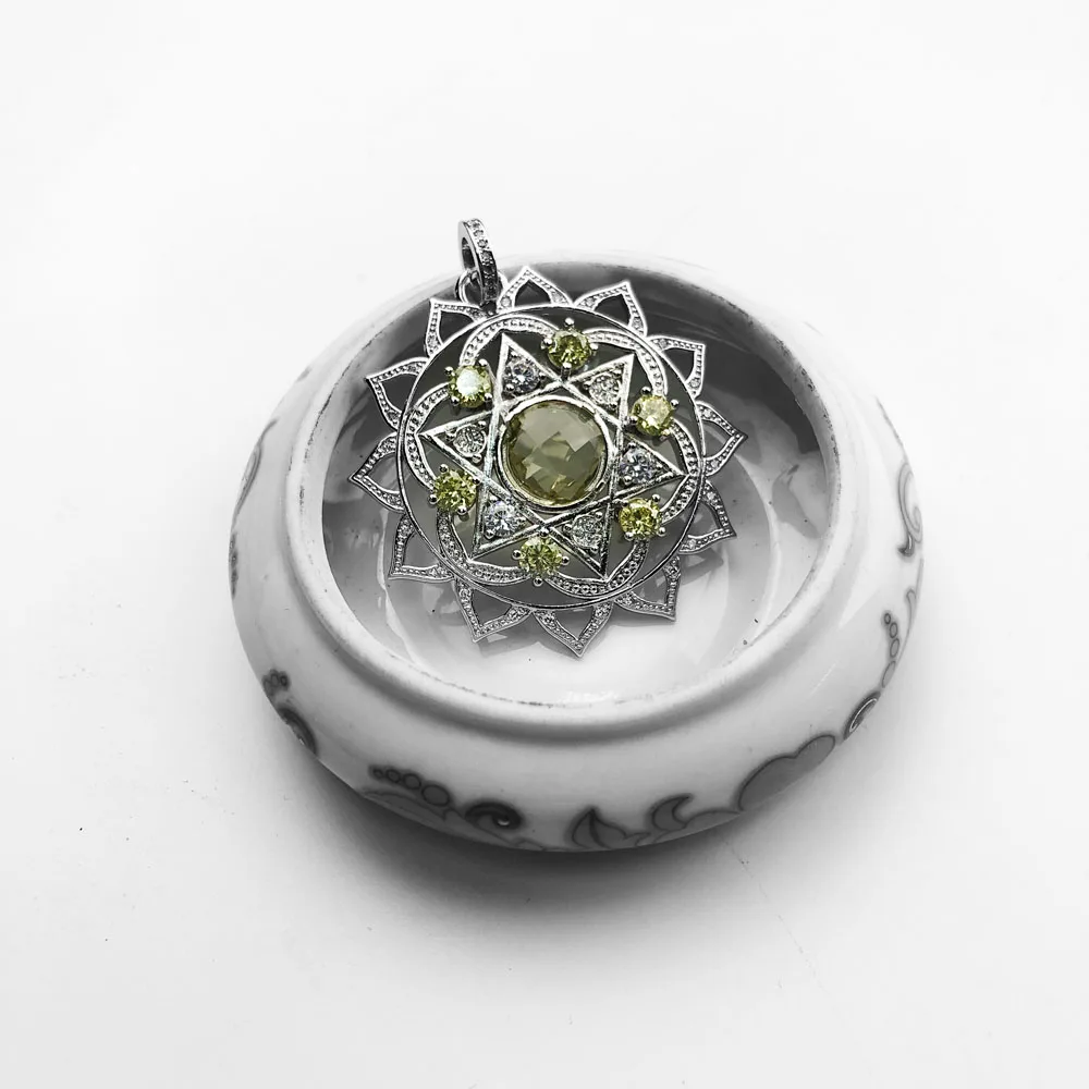 Pendants HEART CHAKRA  Lotus Flower 925 Sterling Silver Rose Gold Jewelry Accessories Fit Necklace Trendy Lucky Gift For Women