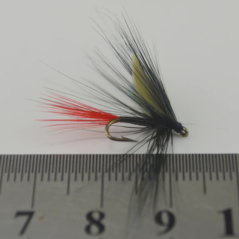 MNFT 10PCS 12# Red Tail Black Slim Body Fly Wet Trout Fishing Flies Fake Lure Artificial Bait