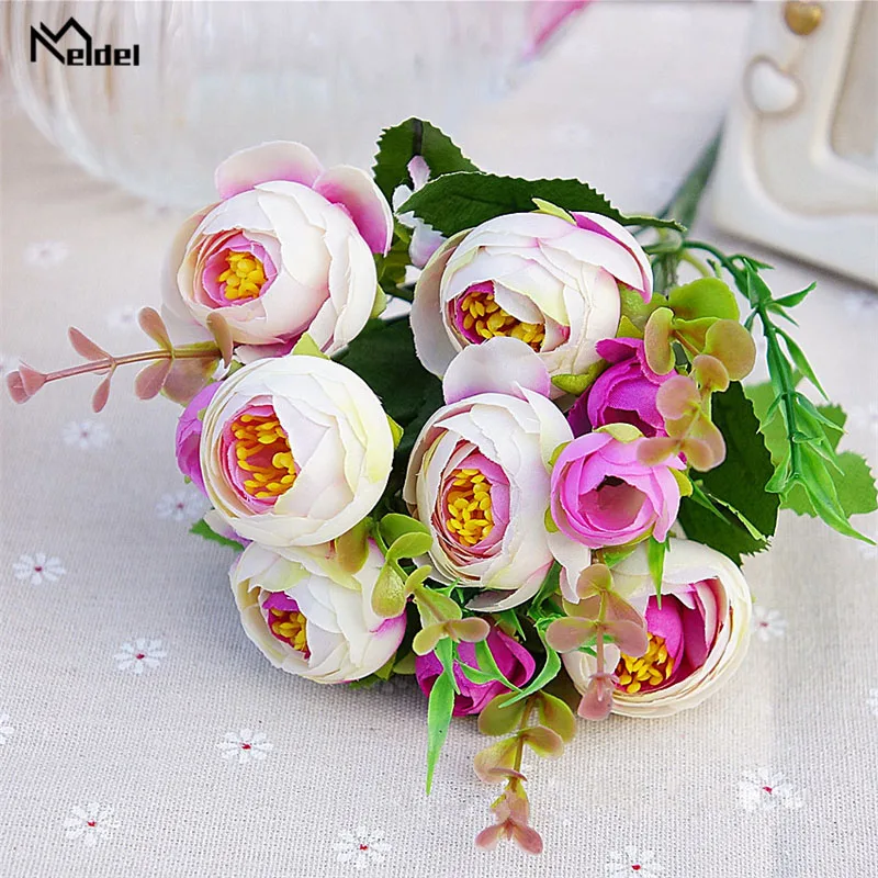 Meldel Tulpe Blume Hochzeit Bouquet Braut Brautjungfer Künstliche PU Tulip Blumen Weiß Gelb DIY Home Party Prom Hochzeit Decor