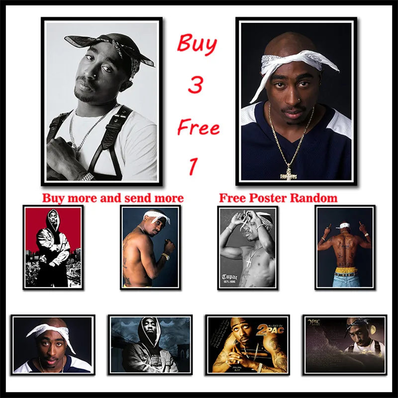 Tupac Amaru Shakur Poster Hiphop Rap Music Singer Star 2PAC Poster HD Printing Poster Wall Painting Home Decoration Frameless