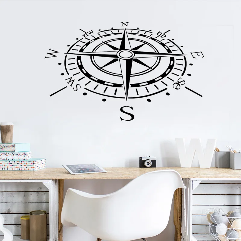 COMPASS Vinyl Decal Sticker Car Boat Window Wall Nautical Sailing Anchor Ship 3D Wall Stickers Home Decor Living Room Art C-10