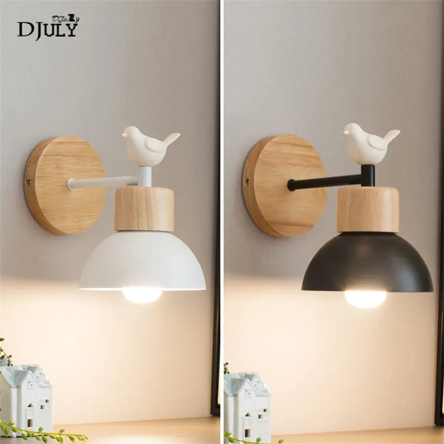 

japan Minimalism bird wood wall lamp for bedroom study stairs aisle indoor lighting led wall light fixtures loft decor sconces