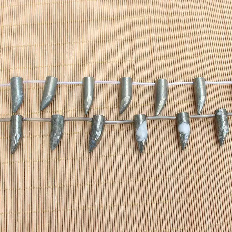 Natural Pyrite 10x30mm Ox horn shape Beads 15inch per strand,For DIY Jewelry Making !We provide mixed wholesale for all items!