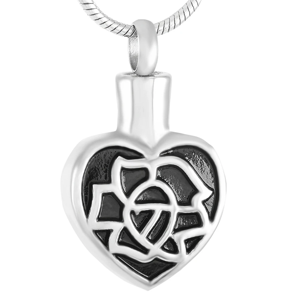 

IJD9312 Rose Flower Cremation Urn Necklace Pendant Necklace Heart Memorial Ash Casket Accessories Wholesale or Retail