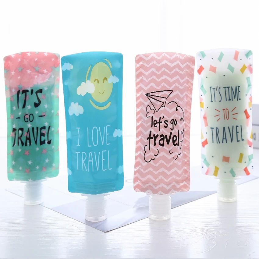 Saco dispensador de loção líquida portátil, saco de armazenamento de shampoo, frascos de embalagem de loção colorida para viagem, recipiente de maquiagem