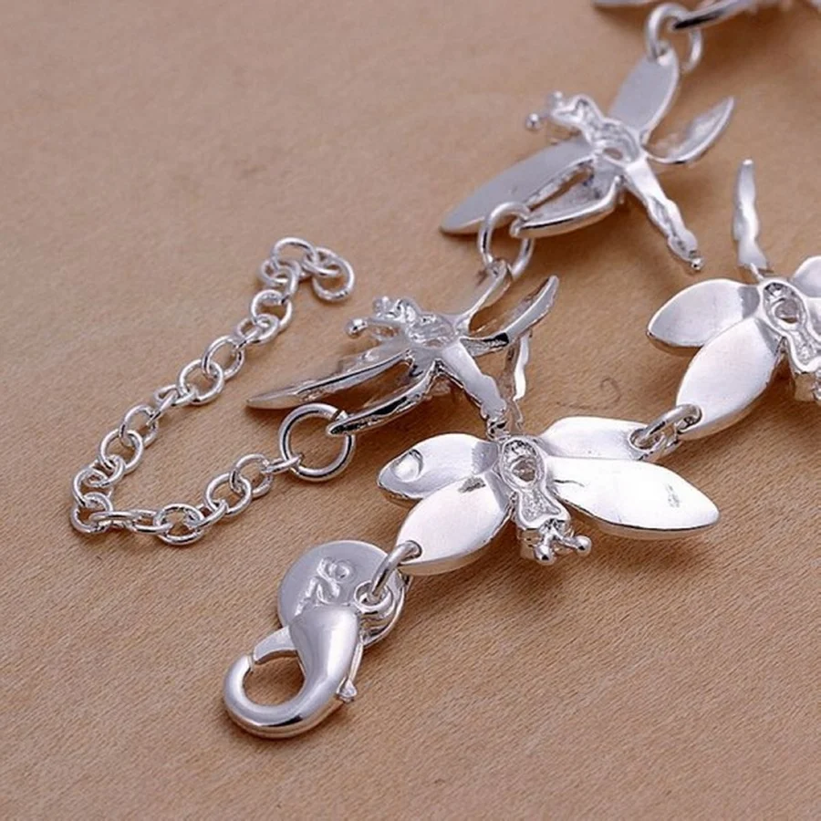 high quality new fashion Silver color Jewelry Creative inlaid stone dragonfly Bracelets Chain lady women free shipping H121