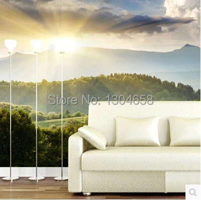 

Free shipping 3d large murals of simple modern Papel de parede, the living room TV wall bedroom contact paper mountains sunrise