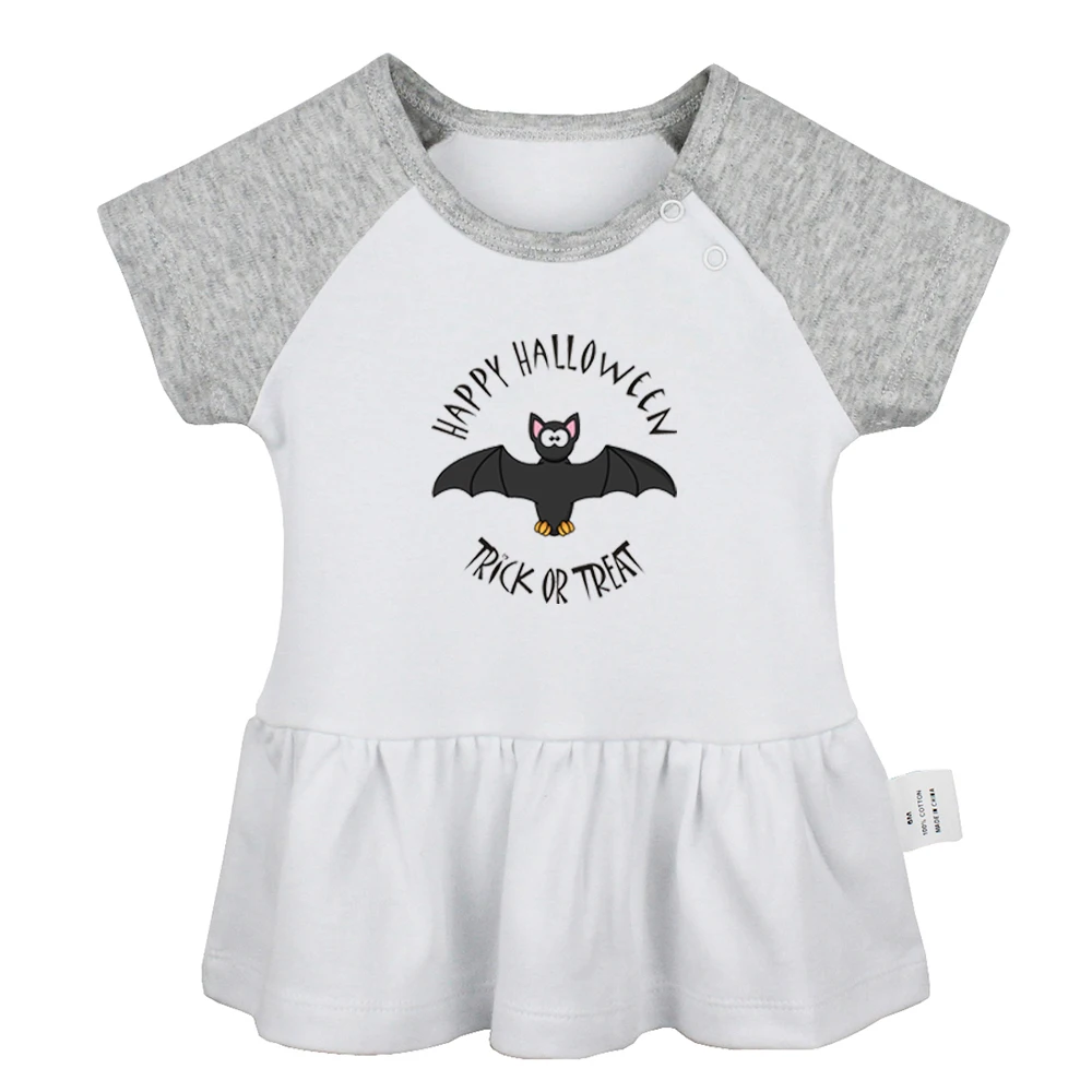 

Happy Halloween Black Bat Trick Or Treat free love heart Newborn Baby Girls Dresses Toddler Infant Cotton Clothes