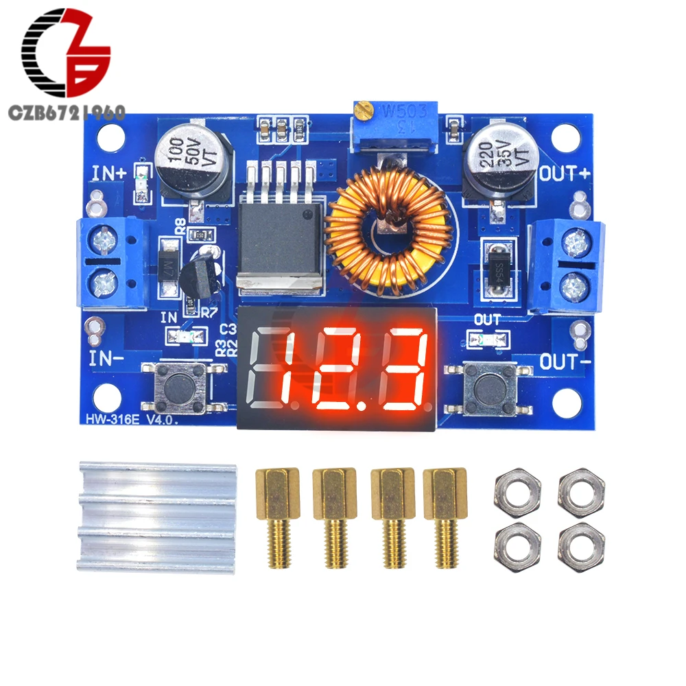 5A 75W Adjustable Power Supply DC-DC Step Down Buck Converter Digital LED Display Voltage Regulator Meter Voltmeter 12V 24V