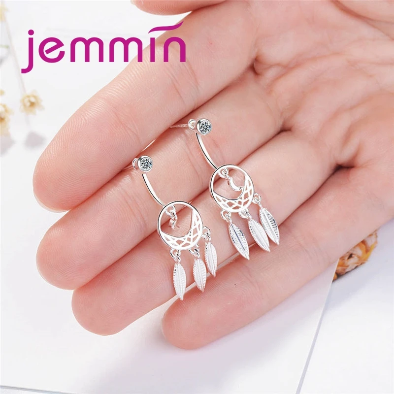 925 Sterling Silver Stud Earring Personality Hollow Out Dreamcatcher Tassel Earrings for Women Girls Fashion Party Jewelry Gifts