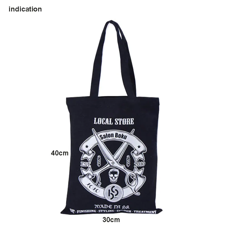 50 pcs/lot  30*40cm One Color Logo SOlkscreen Printing On One Side Of Bag Customized Logo Tote Bag Cotton Canvas Shopping Bags