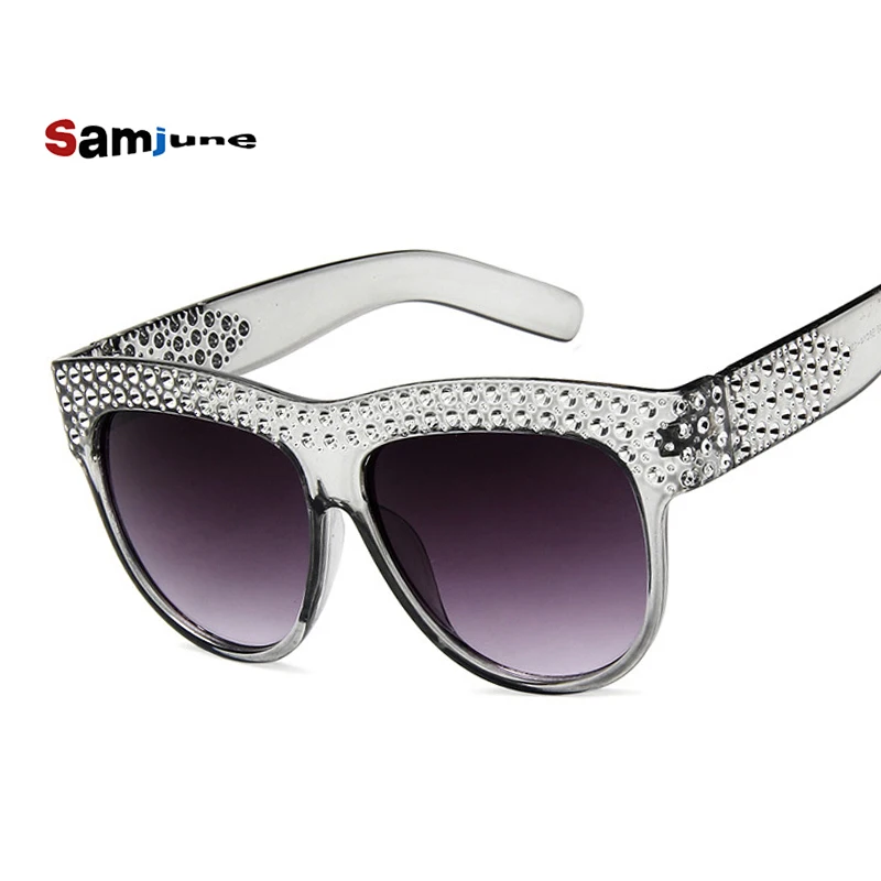 Samjune 2018 Shining Diamond Sunglasses Women Brand Design Flash Square Shades Female Mirror Sun Glasses Oculos Lunette