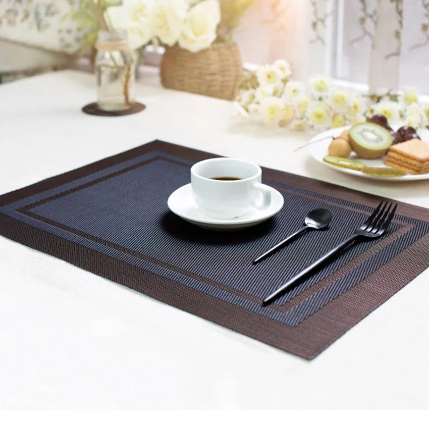 

WHQ 4 Pcs/lot Europe Style Rectangle Placemat PVC Dining Table Disc Pads Bowl Pad Coasters Waterproof Table Pad Slip-resistant