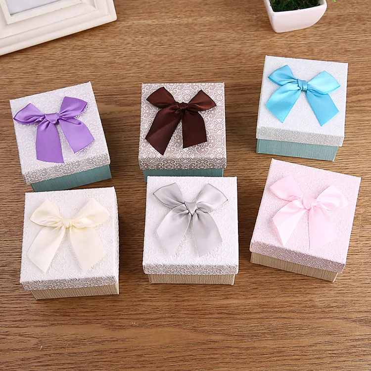 6Pcs 9x8.5x5.5 cm Kraft Paper Creative Boxes Jewelry Packaging Ribbon Bow Bracelet Watches Gift Box Cases with Pollow Package