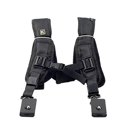 Correa de cinturón de hombro doble profesional para 2 cámaras SLR DSLR, trípode para cámara