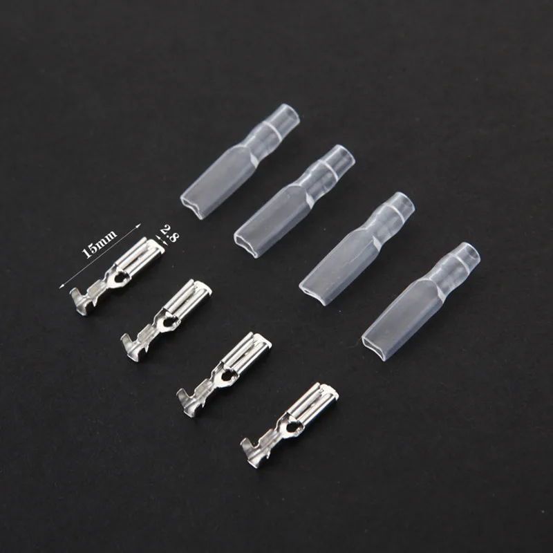 50sets 2.8 mm with transparent sheath inserted spring 2.8mm Female connector terminal Faston with insulator for wire