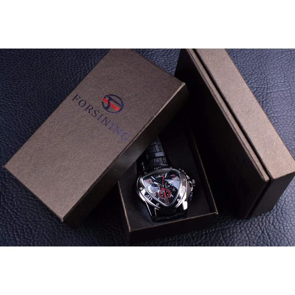 Jaragar Sport Racing Design Geometrische Dreieck Pilot Echtem Leder Männer Mechanische Uhr Top Marke Luxus Automatische Armbanduhr