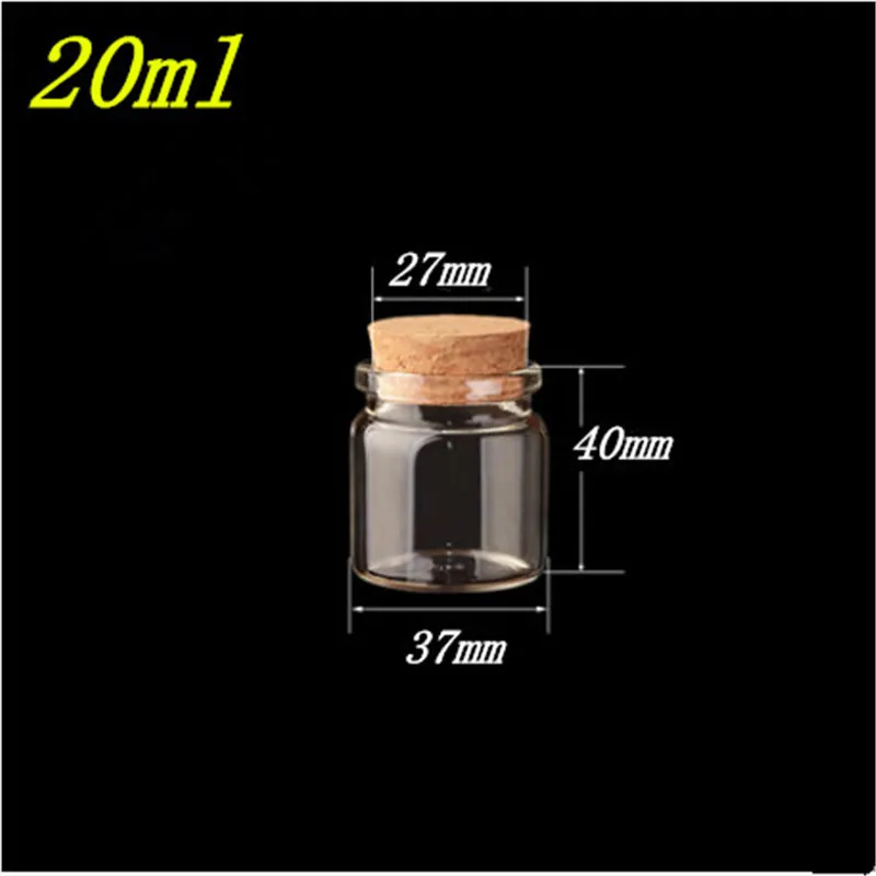 20ml  Glass Jars Bottles With Cork  37*40*27mm 12pcs/lot For Wedding Holiday Decoration Christmas Gifts