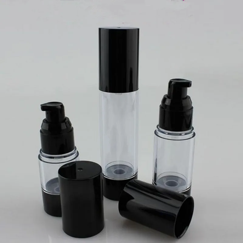 500pcs/Lot 30MLClassic Black Vacuum Airless Pump Bottle Cosmetic Essence Oil Lotion packing Refillable Bottle