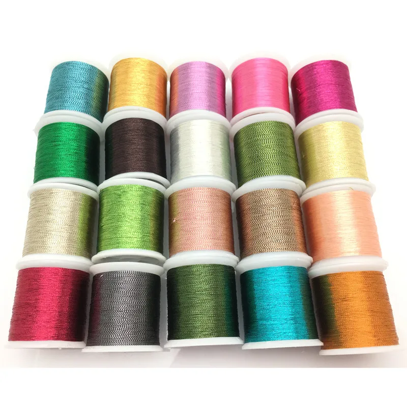 20 Piece Metallic Glitter Polyester Embroidery Thread Sewing Thread Set - All Purpose Assorted Colours Crochet Thread 7YJ71