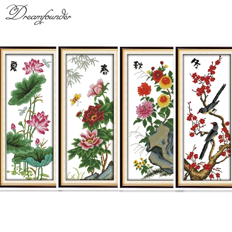 

Нежный весенний набор для вышивки крестом Aida 14ct 11ct, канва с принтом, вышивка, сделай сам, рукоделие ручной работы