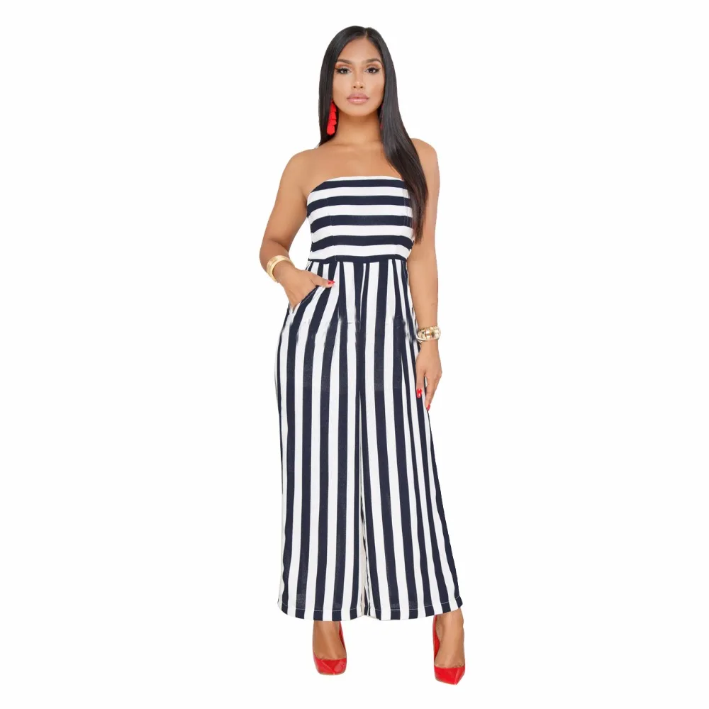 ฤดูร้อน Stripe หลอด rompers womens jumpsuit Plus ขนาด jumpsuits สำหรับสตรี 2019