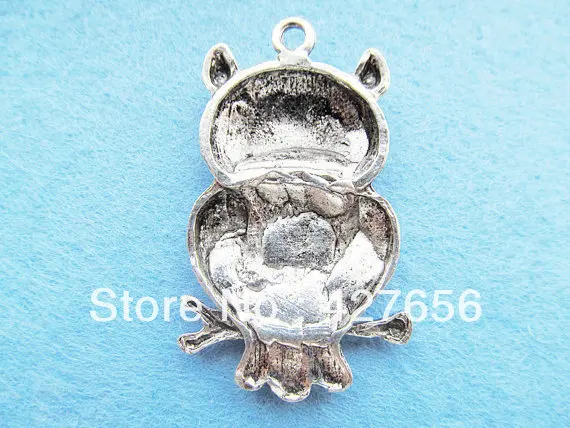 6pcs Antique silver tone Delicated Cute Night Owl Pendant Charm,fit 2pcs Rhinestone,on Tree Trunk,DIY Jewelry  Accessory