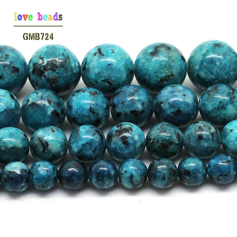 Natural Blue Spot  Stone  6/8/10/12mm Round Loose Beads 15.5inch/strand Pick Size DIY Bracelet (F00520)