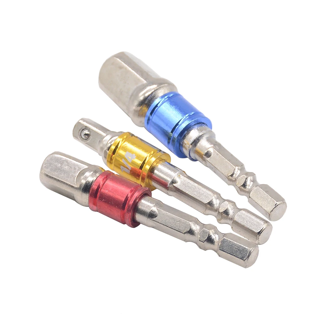 3pcs Hex Boor Power Bit Socket Drive Adapter extension Set 1/4 "3/8" 1/2 "Socket Bit Adapter hex Shank Met Vaste Kraag Ringen