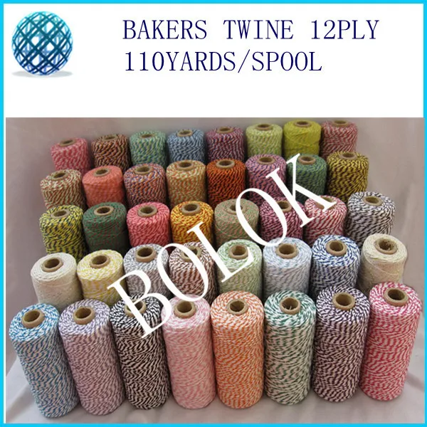 

55 Color Cotton Baker twine 12 ply 110 yards/spool 400pcs/lot color cotton rope,DIY Bakers twine by free shipping