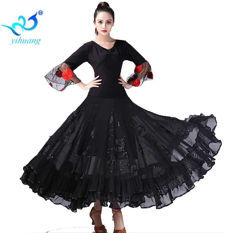 Phòng khiêu vũ Vũ Trang Phục Phù Hợp Với Tiêu Chuẩn Hiện Đại Dancewear Bộ Waltz Trình Diễn Trang Phục Flamenco Vũ Trang Phục Áo Dài Tay Tango số 1