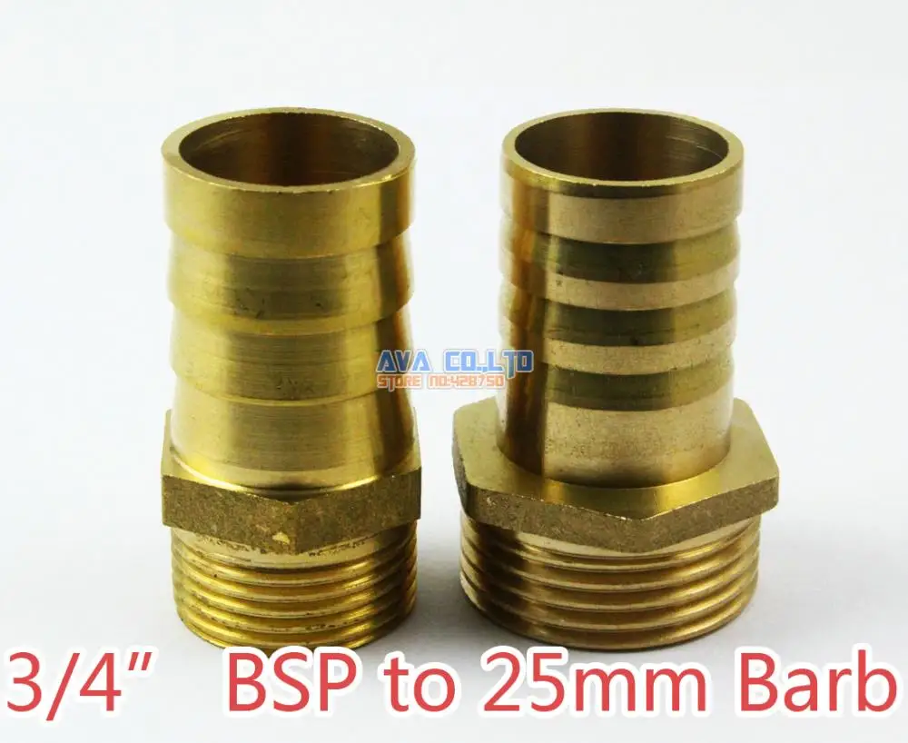 

2 Pieces Brass Male 3/4" BSP to 25mm Barb Hose Tail Fitting Fuel Air Gas Water Hose Connector Coupler