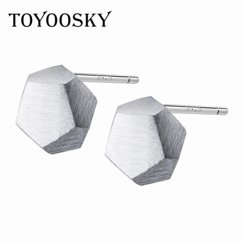 New Design 925 Sterling Silver Drawing Polygon Geometric Stud Earrings Contracted Jewelry For Men Women GIRL GIFT