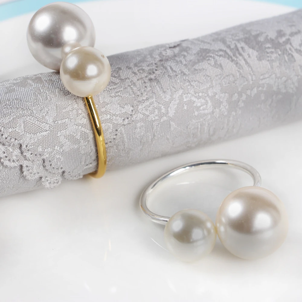 

10pcs/lot Creative Personality Metal Napkin Ring, Western Buckle, the toast Button, Pearl Meal