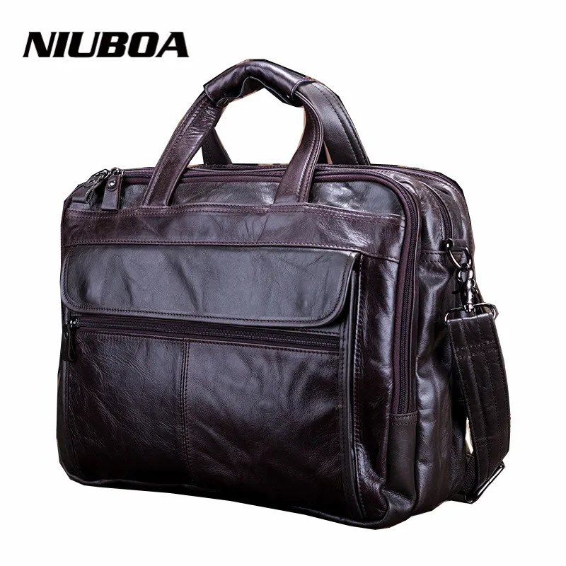 Imagem -02 - Bolsa de Couro Genuíno para Homens 100 Couro Natural Pacote Mensageiro Maleta para Laptop Masculina Maleta Casual Promoção 1pc