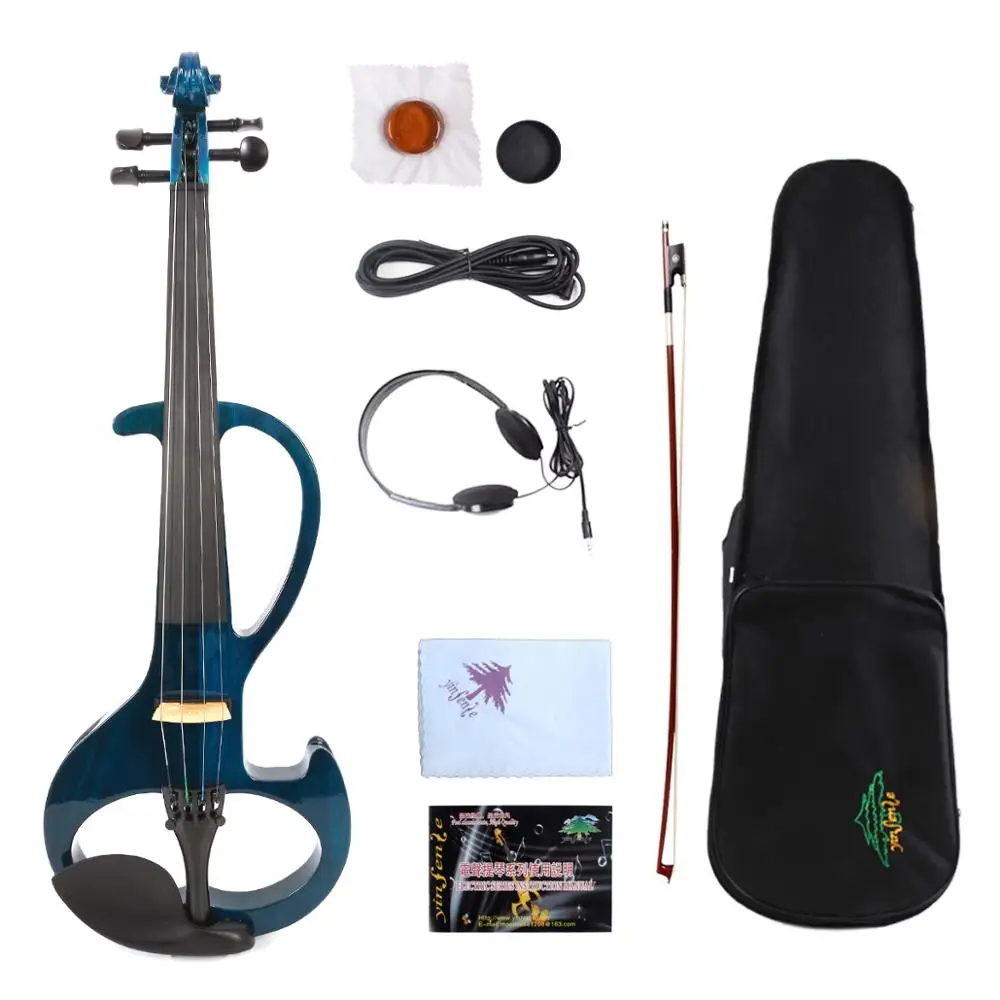 

Yinfente Blue Electric Silent Violin 4/4 Hand-made Wooden Body Sweet Sound Free Case Bow Rosin#EV6