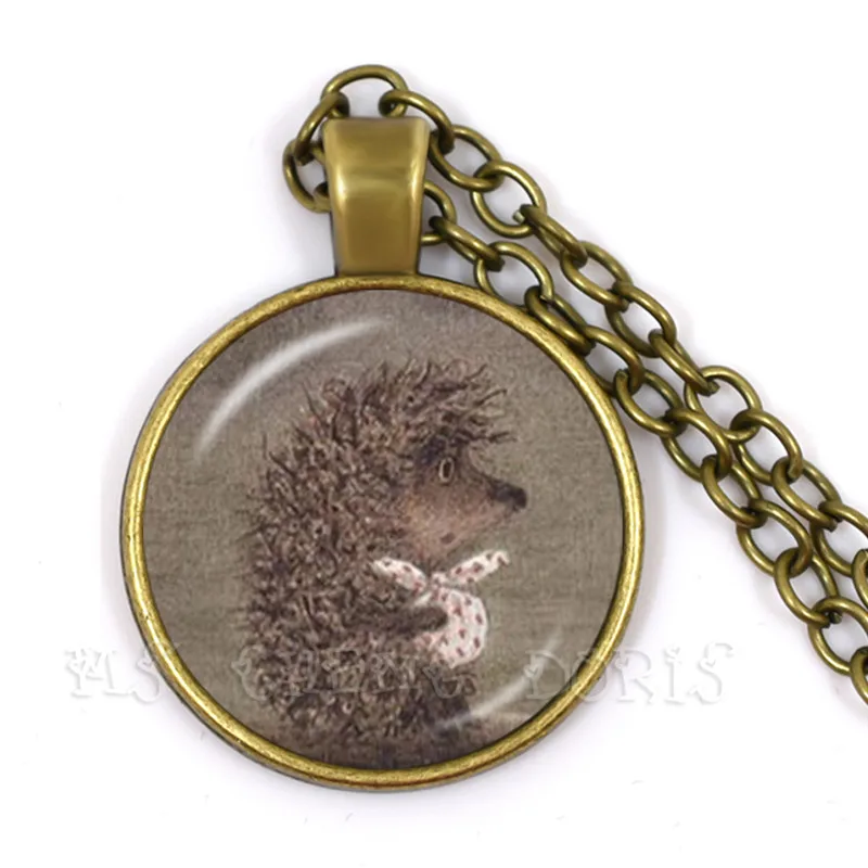 Hedgehog In The Fog Pendant Necklace Men Women Pendant Statement Handmade Fashion Glass Cabochon Necklace Jewelry For Gift