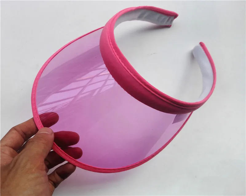 New PVC Plastic Sun Visor Hats Women\'s Large Brim Candy Casual Windproof Caps For Cycling UV Protection Sunscreen Hats