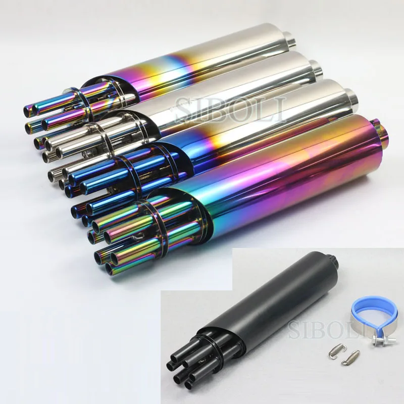 Motorcycle Exhaust Pipe Modified Exfoliate Gatling Gun Style Can Rotate Motorbike Scooter Exhaust End Pipe Mufflers AK027