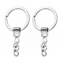 10pcs/lot Polished Silver Color 30mm Keyring Keychain Split Ring With Short Chain Key Rings Women Men DIY Key Chains Accessorie